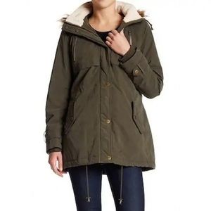 DKNY Army Green Mid Length Insulated Coat